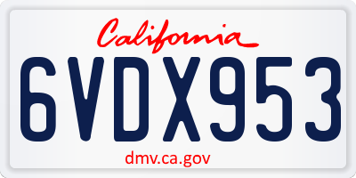 CA license plate 6VDX953