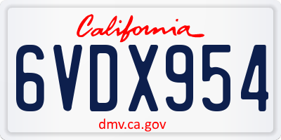 CA license plate 6VDX954