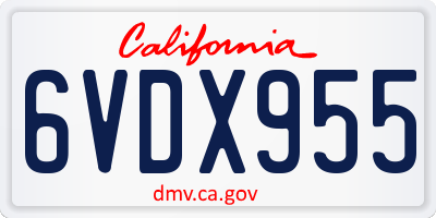 CA license plate 6VDX955