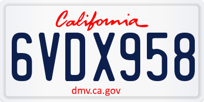 CA license plate 6VDX958