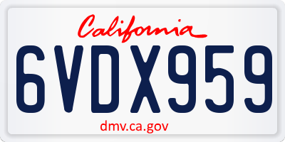 CA license plate 6VDX959