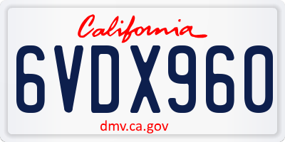 CA license plate 6VDX960