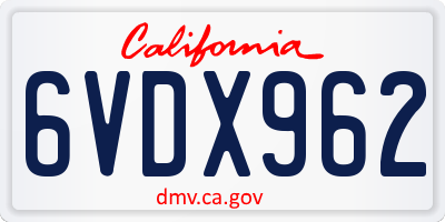 CA license plate 6VDX962