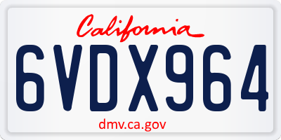 CA license plate 6VDX964