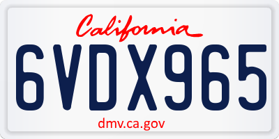 CA license plate 6VDX965