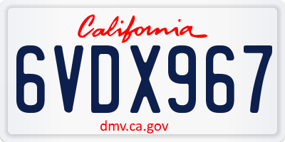 CA license plate 6VDX967