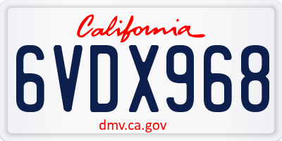 CA license plate 6VDX968