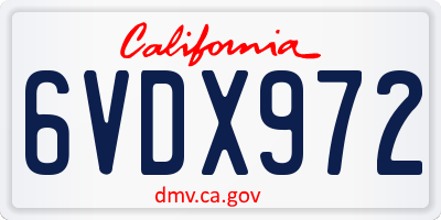 CA license plate 6VDX972