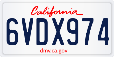 CA license plate 6VDX974