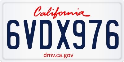 CA license plate 6VDX976