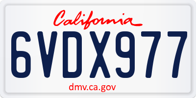 CA license plate 6VDX977