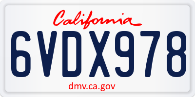CA license plate 6VDX978