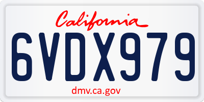 CA license plate 6VDX979