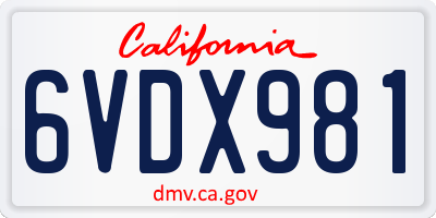 CA license plate 6VDX981