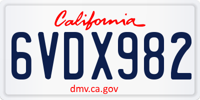 CA license plate 6VDX982