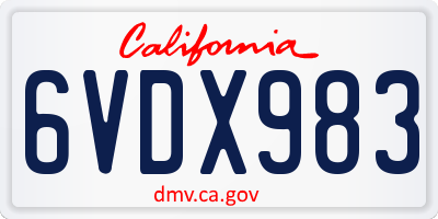 CA license plate 6VDX983
