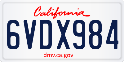CA license plate 6VDX984