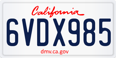 CA license plate 6VDX985