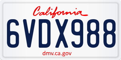 CA license plate 6VDX988