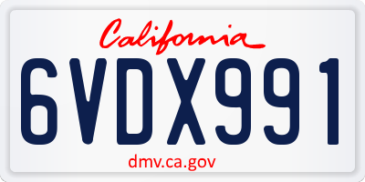 CA license plate 6VDX991