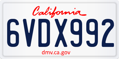 CA license plate 6VDX992