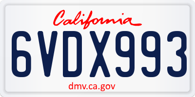 CA license plate 6VDX993