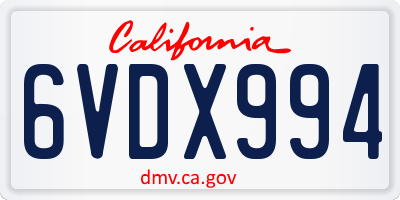 CA license plate 6VDX994