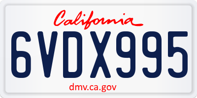 CA license plate 6VDX995