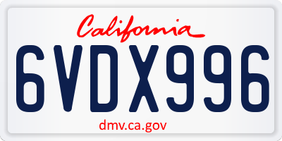 CA license plate 6VDX996