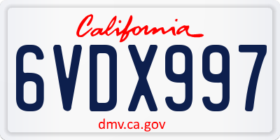 CA license plate 6VDX997