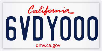 CA license plate 6VDY000
