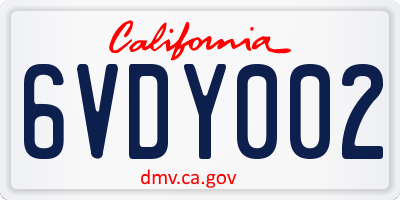 CA license plate 6VDY002