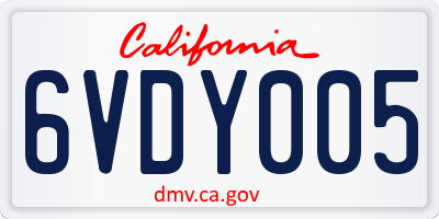 CA license plate 6VDY005