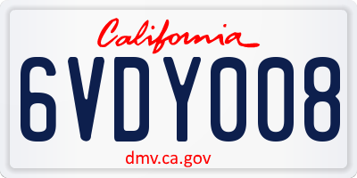 CA license plate 6VDY008