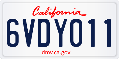 CA license plate 6VDY011
