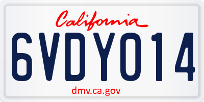 CA license plate 6VDY014