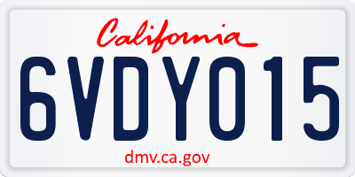 CA license plate 6VDY015