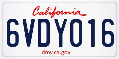 CA license plate 6VDY016