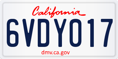 CA license plate 6VDY017