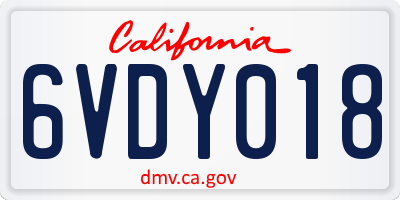 CA license plate 6VDY018