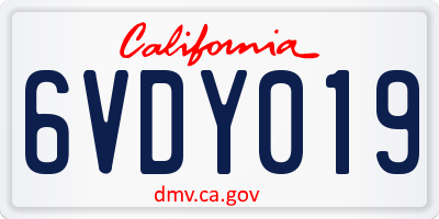 CA license plate 6VDY019