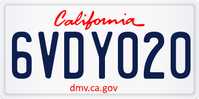 CA license plate 6VDY020