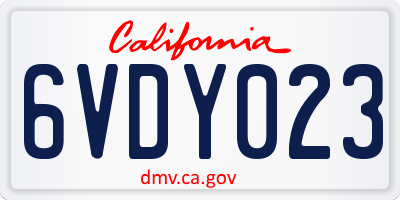 CA license plate 6VDY023