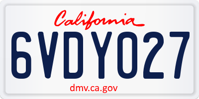 CA license plate 6VDY027