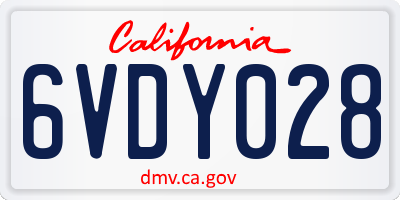 CA license plate 6VDY028