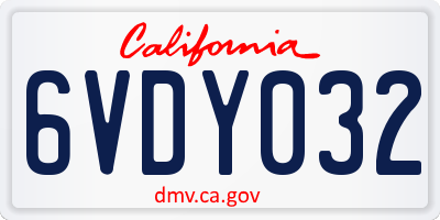 CA license plate 6VDY032
