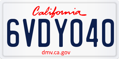 CA license plate 6VDY040