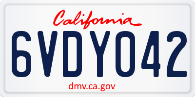 CA license plate 6VDY042