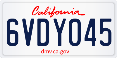 CA license plate 6VDY045