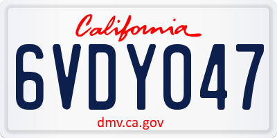 CA license plate 6VDY047